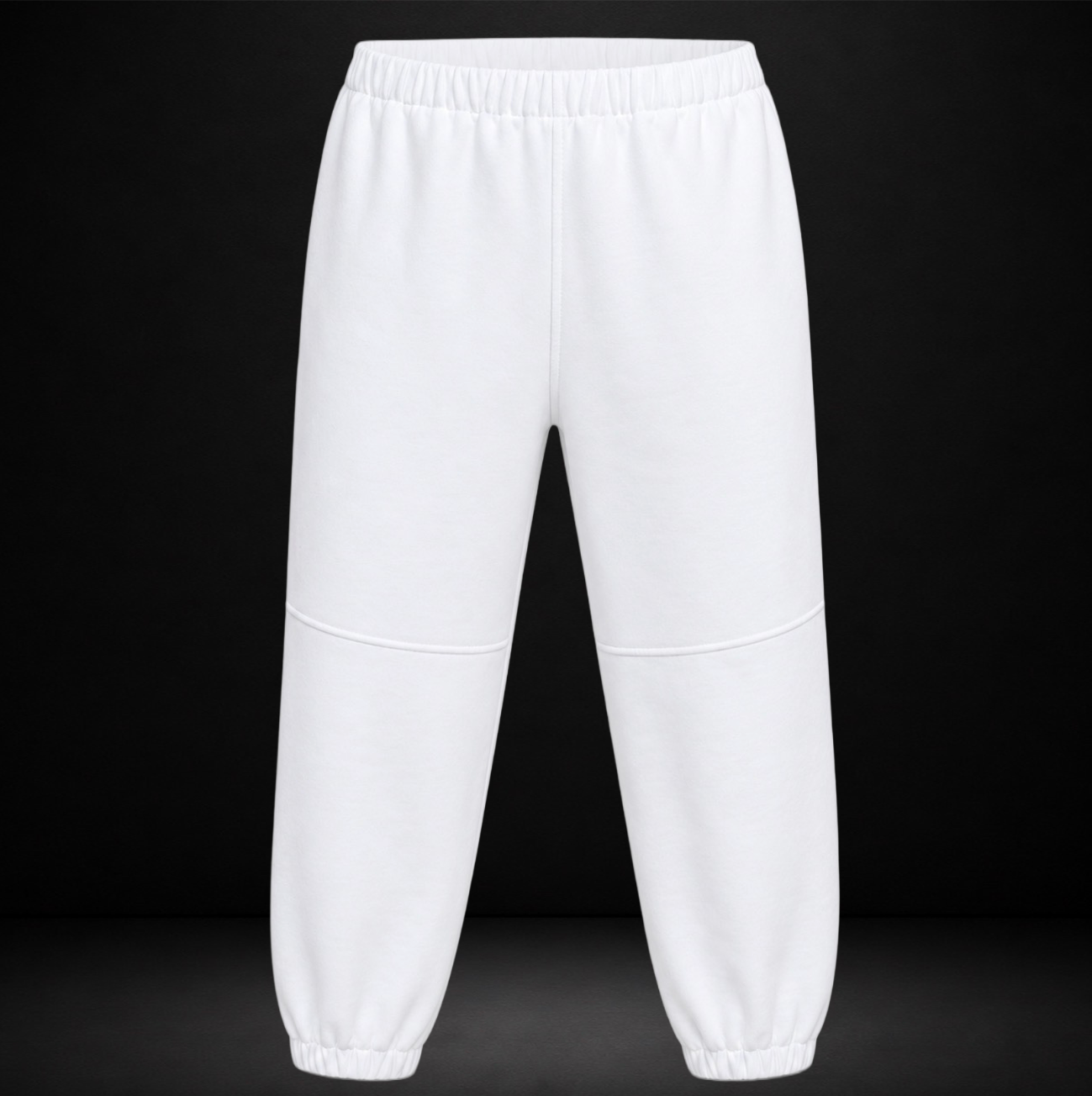 Back view of the KROSSTOUCHE® Signature Crest Panelled Joggers in Optic White showing the clean silhouette, elasticated waistband and panelled leg construction.