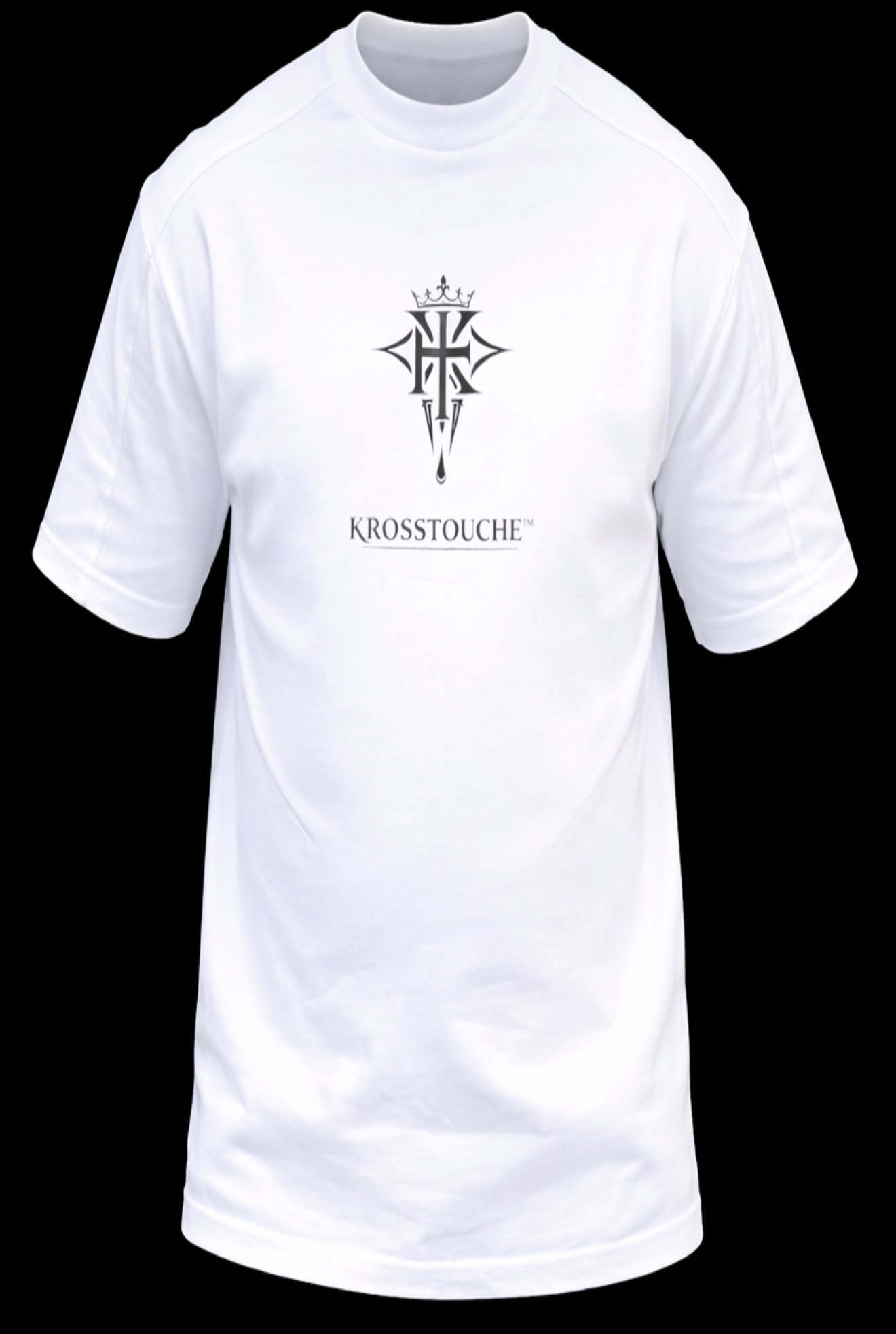 KROSSTOUCHE premium heavyweight white t-shirt front view